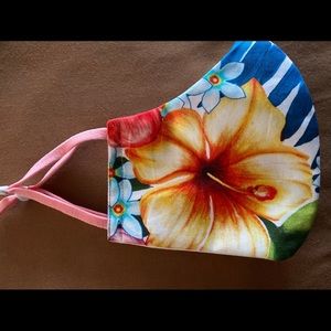 Hawaiian flowers face masks 3 layered handcrafted